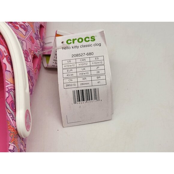 Crocs Hello Kitty‎ Classic Clog Womens Size 12 Pink 208527 680 - Picture 9 of 10